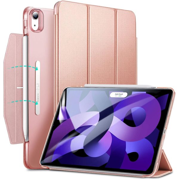 ipad air 5 ascend trifold case rose gold esr iPad Air 5 2022 /iPad Air 4 2020 Ascend Trifold Hard Smart Case by ESR - Rose Gold - Image 1