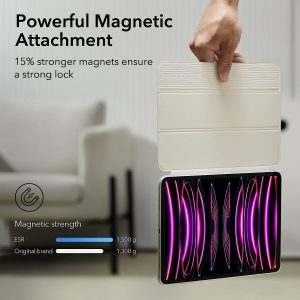iPad Pro 12.9 2022 / 2021 Rebound Magnetic Smart Case Convenient Magnetic Attachment Supports Pencil Pairing & Charging - Brilliant White - Image 2