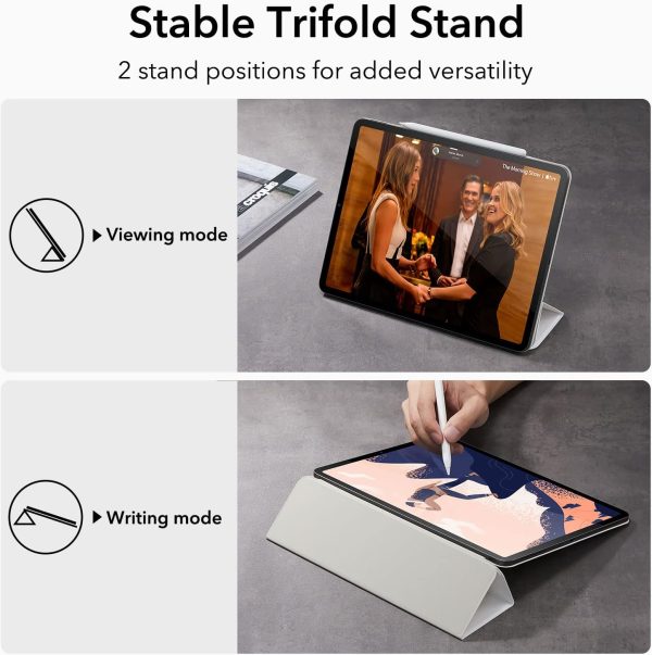 iPad Pro 12.9 2022 / 2021 Rebound Magnetic Smart Case Convenient Magnetic Attachment Supports Pencil Pairing & Charging - Brilliant White - Image 3