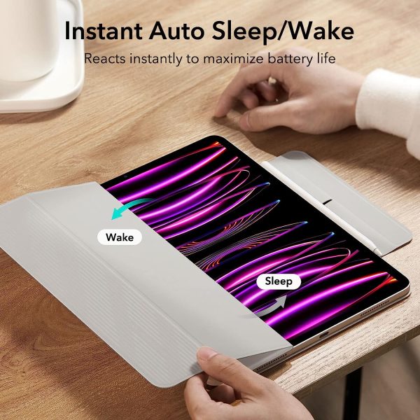 iPad Pro 12.9 2022 / 2021 Rebound Magnetic Smart Case Convenient Magnetic Attachment Supports Pencil Pairing & Charging - Brilliant White - Image 6