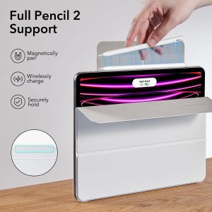 iPad Pro 12.9 2022 / 2021 Rebound Magnetic Smart Case Convenient Magnetic Attachment Supports Pencil Pairing & Charging - Brilliant White - Image 7