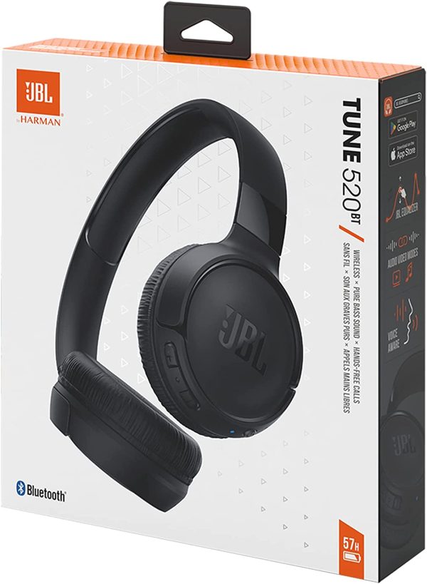 JBL Tune 520BT Wireless On-Ear Headphones, with JBL Pure Bass Sound, Bluetooth 5.3 and Hands-Free Calls, 57-Hour Battery Life - Black - OP - Image 3