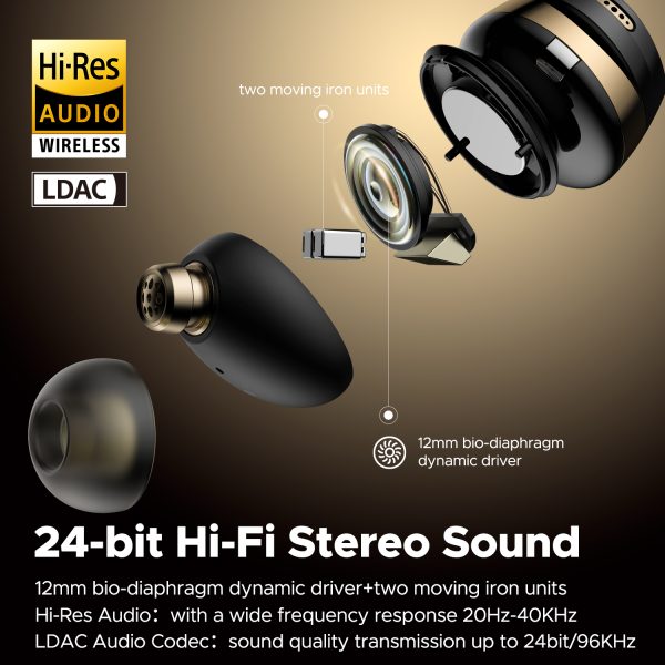 SoundPEATS Opera05 Wireless Earbuds with LDAC, High Resolution Audio, Active Noise Cancellation, Hybrid Dual Drivers & 33 Hours Battery Playtime - Black - BB - Image 5