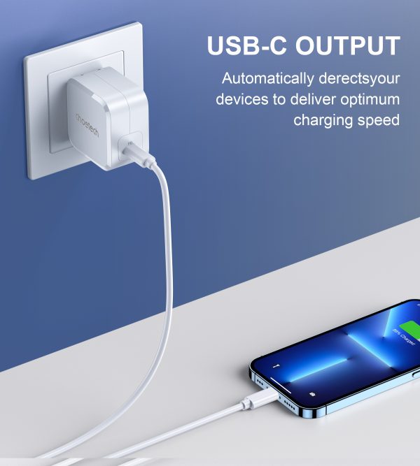 05-2 Choetech USB-C PD 45W GaN Type-C Wall Charger with PPS for Samsung Super Fast Charging – US Plug – White - PD8007 - Image 5