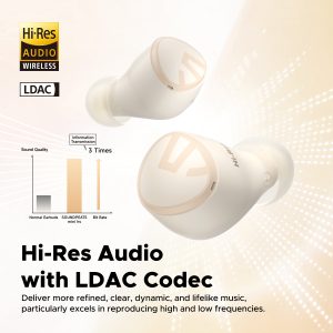 SoundPEATS Mini HS Wireless Earbuds AI Noise Cancelling Mic Bluetooth Headphones Hi-Res Audio with LDAC IPX4 - Beige - Image 2