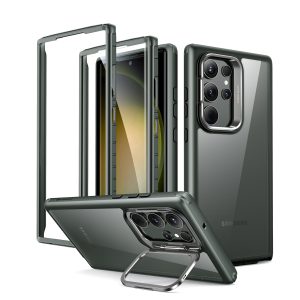 Galaxy S23 Ultra Shock Armor Kickstand Case with 2 FREE Screen Guard - Clear Green