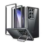 Galaxy S23 Ultra Shock Armor Kickstand Case with 2 FREE Screen Guard - Clear Black