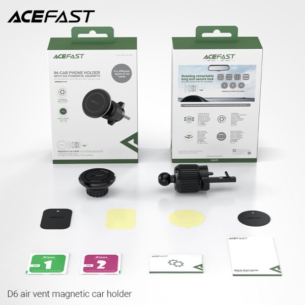 2 (3) Acefast Car Mount Magnetic Holder Air Vent Type - D6 - Black - Image 6