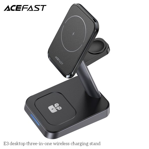 Acefast Desktop 3 in 1 Wireless Charger for iPhone, Airpods & Apple Watch - E3 - Black - Image 5