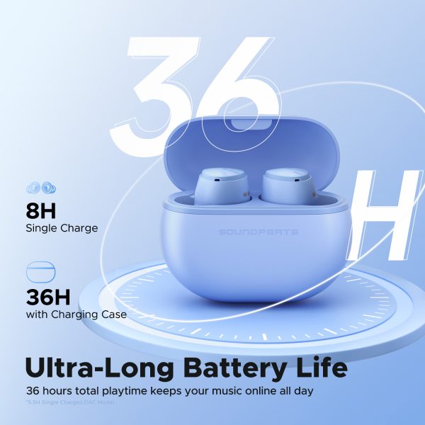 SoundPEATS Mini HS Wireless Earbuds AI Noise Cancelling Mic Bluetooth Headphones Hi-Res Audio with LDAC IPX4 - Purple - Image 4