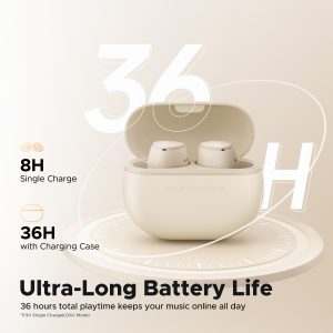SoundPEATS Mini HS Wireless Earbuds AI Noise Cancelling Mic Bluetooth Headphones Hi-Res Audio with LDAC IPX4 - Beige - Image 4