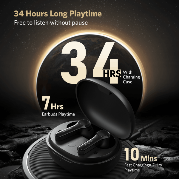EarFun Air Pro 2 Wireless Earbuds Hybrid Active Noise Cancelling Wireless Earphones Bluetooth 5.2 Headphones with 6 Mics in-Ear Detection App for Custom EQ Wireless Charging 34Hrs - Black - Image 3