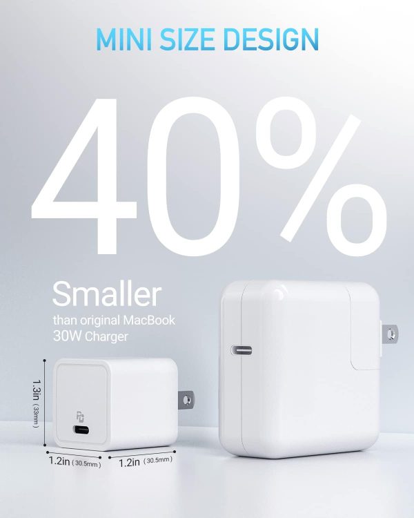 Choetech 30W USB C Charger EHO Mini GaN II USB C Wall Charger Compact PPS - White - US Plug - PD5007 - Image 3