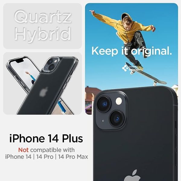 610RB9tIaDL._AC_SX679_ Apple iPhone 14 Plus Quartz Hybrid Glass Back Case with Drop Protection by Spigen - ACS04974 - Crystal Clear - Image 5