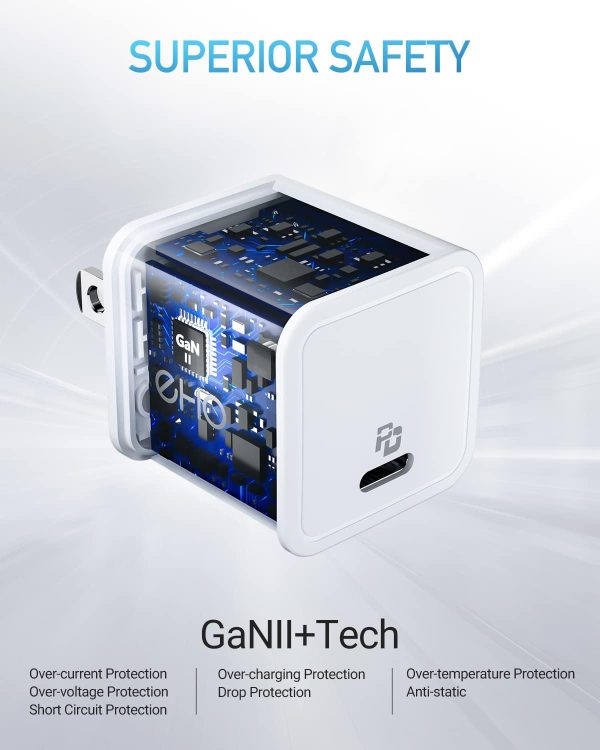 Choetech 30W USB C Charger EHO Mini GaN II USB C Wall Charger Compact PPS - White - US Plug - PD5007 - Image 2