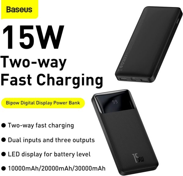 Baseus Bipow Power Bank 15W with Digital Display 10000mAh - Black - Image 6