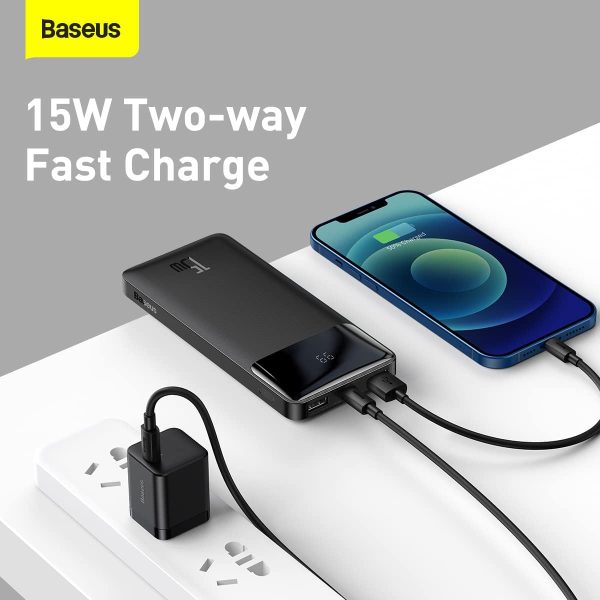 Baseus Bipow Power Bank 15W with Digital Display 10000mAh - Black - Image 5