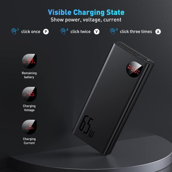 61OWtdQQ4fL._AC_SL1500_ Baseus Adaman Power Bank Metal Digital Display Quick Charge 20000mAh 65W - Black - Image 3
