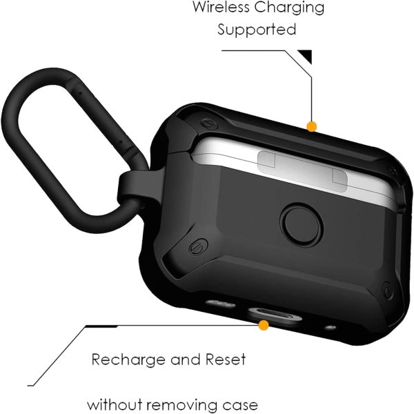61VBs+0EW3L._AC_SL1500_ AirPods Pro 2022 / 2019 Aulumu A19 AirPods Pro Case with Lock Full-Body Protective Tough Cover with Keychain - Black - Image 3