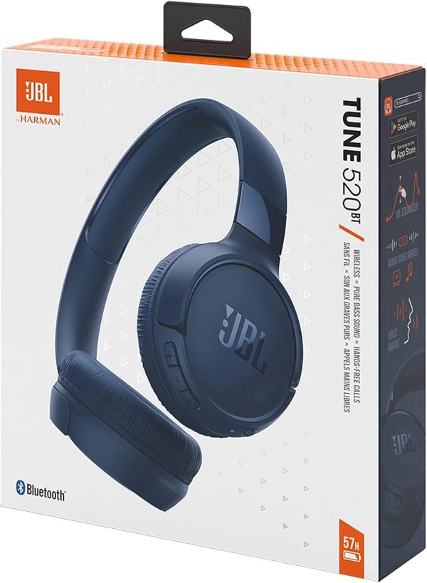JBL Tune 520BT Wireless On-Ear Headphones with JBL Pure Bass Sound Bluetooth 5.3 and Hands-Free Calls 57-Hour Battery Life - Blue - Image 6