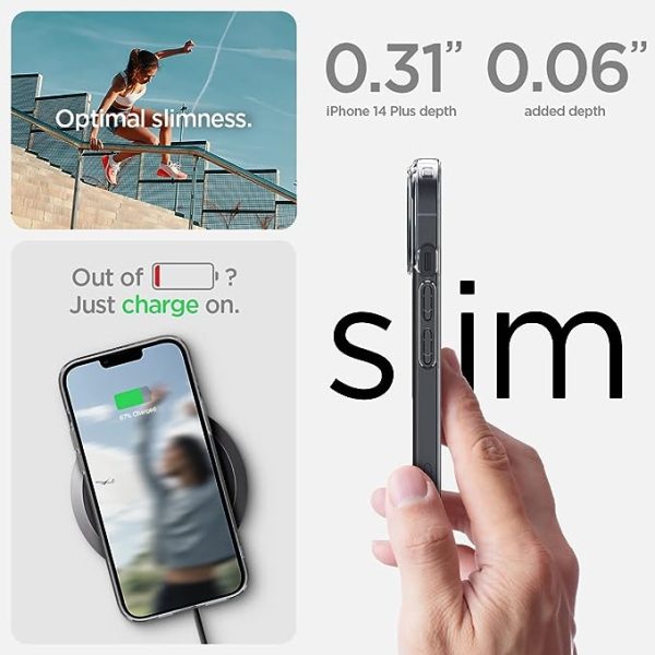 61l6MxWhMML._AC_SX679_ Apple iPhone 14 Plus Quartz Hybrid Glass Back Case with Drop Protection by Spigen - ACS04974 - Crystal Clear - Image 2
