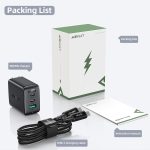 Acefast PD 65W GaN Fast Charge Wall Charger A15 - USB-C + USB-C + USB-A 3-port charger Black with FREE 1 USB C to USB C Cable - US Plug - Image 4