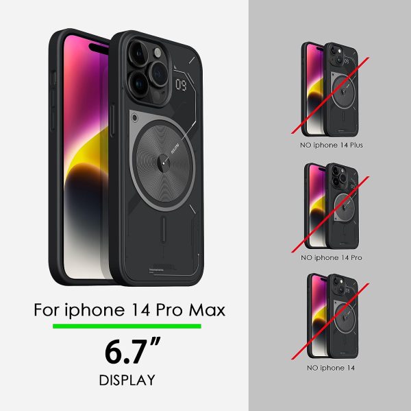712NANbTR7L._AC_SL1500_ iPhone 14 Pro Max Case Aulumu A15 MagSafe Case Hard Shell Semi translucent Matte Anti-Fingerprint  - Black - Image 3