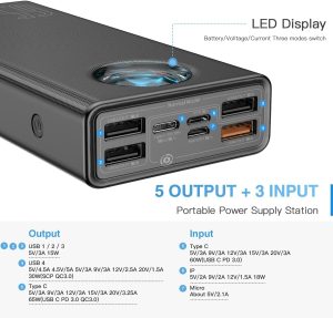 Baseus Amblight Power Bank Digital Display Quick Charge 30000mAh - Black - Image 3