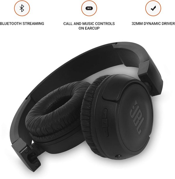 JBL T460BT Extra Bass Wireless On-Ear Headphones with 11 Hours Playtime & Mic - Black - Image 5