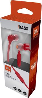 JBL Tune T110 In Ear Headphones - Red - Image 4