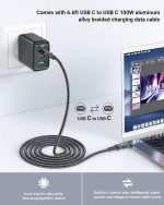 Acefast PD 65W GaN Fast Charge Wall Charger A15 - USB-C + USB-C + USB-A 3-port charger Black with FREE 1 USB C to USB C Cable - US Plug - Image 5