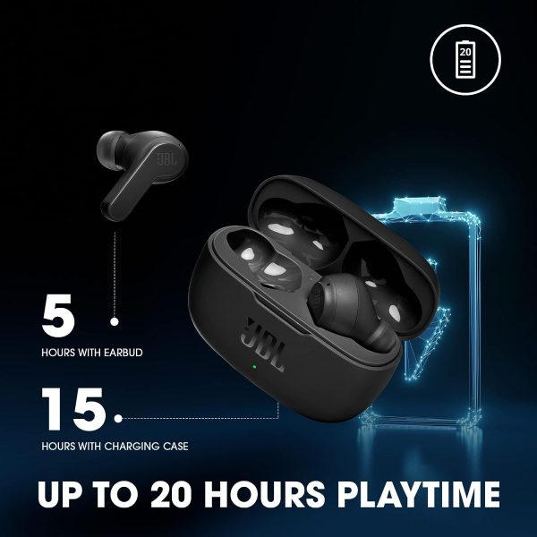 JBL Wave 200 Wireless Earbuds (TWS) with Mic 20 Hours Playtime Deep Bass Sound Dual Connect Technology Quick Charge Comfort Fit Ergonomic Design Voice Assistant Support for Mobiles - Black - OP - Image 4