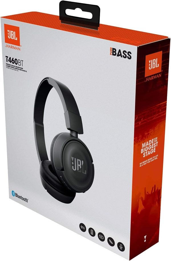 JBL T460BT Extra Bass Wireless On-Ear Headphones with 11 Hours Playtime & Mic - Black - Image 6