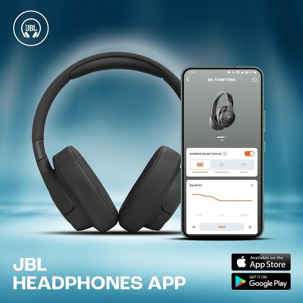 JBL Tune 770NC Wireless Over Ear ANC Headphones with Mic Upto 70 Hrs Playtime Speedcharge Google Fast Pair Dual Pairing BT 5.3 LE Audio Customize on Headphones App - White - Image 3