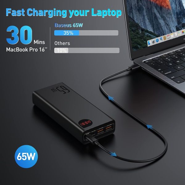 71cDVY09qBL._AC_SL1500_ Baseus Adaman Power Bank Metal Digital Display Quick Charge 20000mAh 65W - Black - Image 5