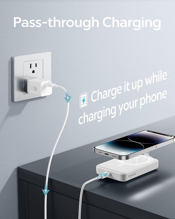 Baseus Magnetic Mini Wireless Fast Charge Power Bank 10000mAh 20W - White - Image 2