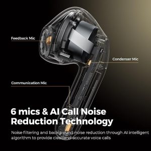 SoundPEATS Air4 Wireless Earbuds with Adaptive Active Noise Cancellation Earphones Bluetooth 5.3 Qualcomm QCC3071 aptX Lossless 6 Mics for AI-Enhanced Calls 26 Hours Battery APP Control - Black - BB - Image 2