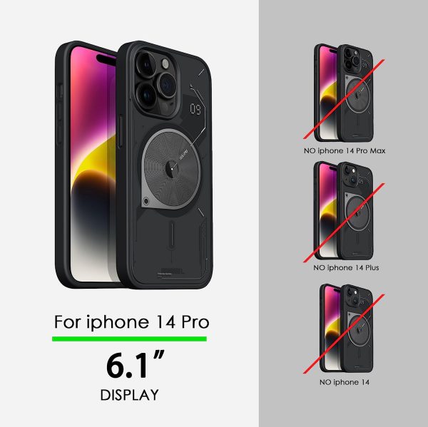 iPhone 14 Pro Case Aulumu A15 MagSafe Case Hard Shell Semi translucent Matte Anti-Fingerprint  - Black - Image 4