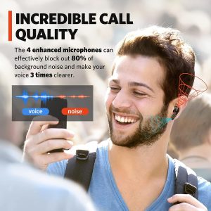 EarFun Air Wireless Earbuds Bluetooth Earbuds with 4 Mics Sweatshield IPX7 Waterproof Game Mode Wireless Charging Deep Bass USB-C Fast Charge 35Hrs - Black - Image 4