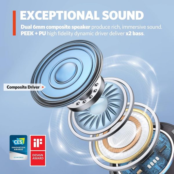 EarFun Air Wireless Earbuds Bluetooth Earbuds with 4 Mics Sweatshield IPX7 Waterproof Game Mode Wireless Charging Deep Bass USB-C Fast Charge 35Hrs - Black - Image 5