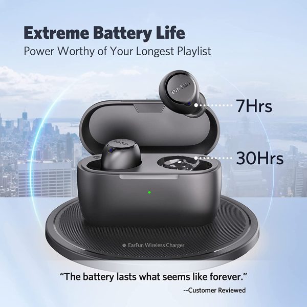 EarFun Free 2S Wireless Earbuds Qualcomm® CVC™ 8.0 ENC Bluetooth 5.2 Sweatshield™ IPX7 Waterproof Headphone aptX™ Deep Bass APP Game Mode - Black - Image 4