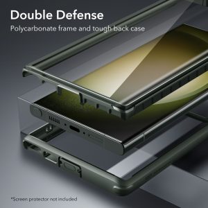 Galaxy S23 Ultra Shock Armor Kickstand Case with 2 FREE Screen Guard - Clear Green - Image 4