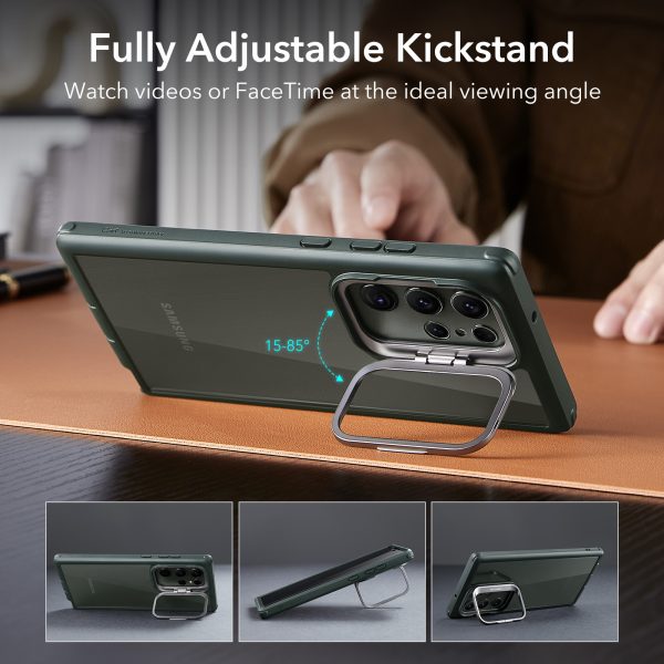 Galaxy S23 Ultra Shock Armor Kickstand Case with 2 FREE Screen Guard - Clear Green - Image 6