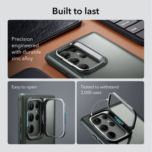 Galaxy S23 Ultra Shock Armor Kickstand Case with 2 FREE Screen Guard - Clear Green - Image 7