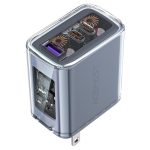 Acefast PD 65W GaN3 Wall Charger A47 Crystal Series 2 Type-C+1 USB Phone Fast Charging Adapter Black with PPS Support - US Plug