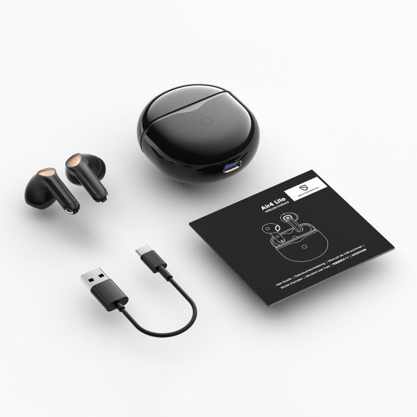SoundPEATS Air4 Lite Earphones Bluetooth 5.3 Hi Res with LDAC Codec Wireless Earbuds Semi in Ear with 6 Mics Noise Cancelling AI for Calls Total 30 Hours Playtime APP Control - Black - GC - Image 9