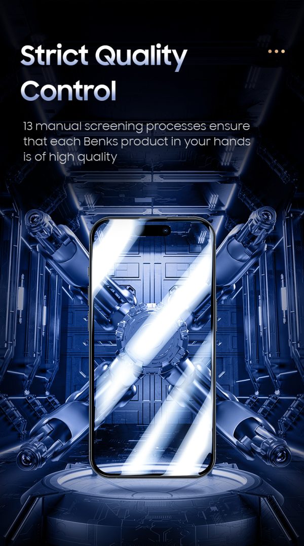 0 (11) iPhone 15 Pro Tempered Glass Protector with Sapphire Coating GlassWarrior by Benks - 1 PACK - 6948005994099 - Image 10