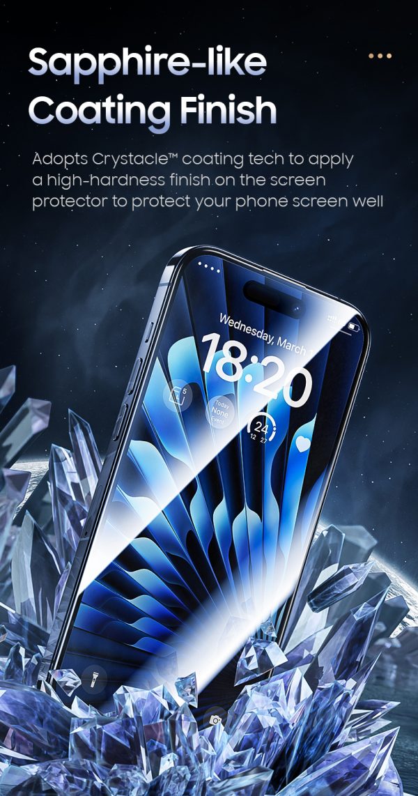 0 (4) iPhone 15 Pro Tempered Glass Protector with Sapphire Coating GlassWarrior by Benks - 1 PACK - 6948005994099 - Image 3