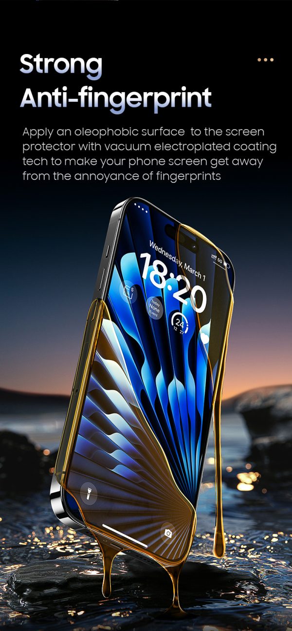 0 (7) iPhone 15 Pro Tempered Glass Protector with Sapphire Coating GlassWarrior by Benks - 1 PACK - 6948005994099 - Image 6