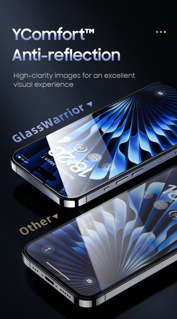 0 (8) iPhone 15 Pro Tempered Glass Protector with Sapphire Coating GlassWarrior by Benks - 1 PACK - 6948005994099 - Image 7